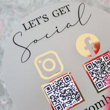 Load image into Gallery viewer, Business Social Media Sign | QR code | Acrylic Sign - Mats and Signs For You