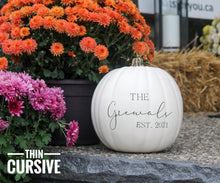 Load image into Gallery viewer, Personalized White Pumpkin (Fake) ANY CUSTOMIZATION - Mats and Signs For You