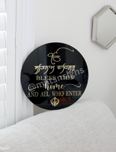 Load image into Gallery viewer, Circle Acrylic Sign (Customizable) Satnam Waheguru Bless This Home - Mats and Signs For You
