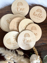 Load image into Gallery viewer, Wood Baby Milestone Discs (set of 14) - Mats and Signs For You