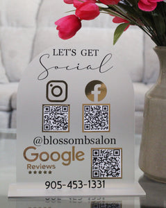 Business Social Media Sign | QR code | Acrylic Sign - Mats and Signs For You
