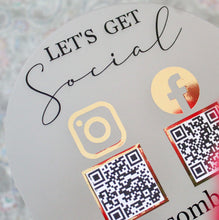 Load image into Gallery viewer, Business Social Media Sign | QR code | Acrylic Sign - Mats and Signs For You
