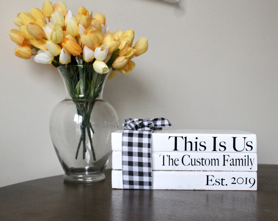Personalized Wooden Book Stack/ Farmhouse Decor - Mats and Signs For You