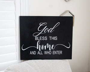 God Bless This Home Hanging Wood Sign - Mats and Signs For You