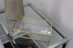 Gold Glass Jewelry Box (CUSTOMIZE ANY WORDING/ANY LANGUAGE) - Mats and Signs For You