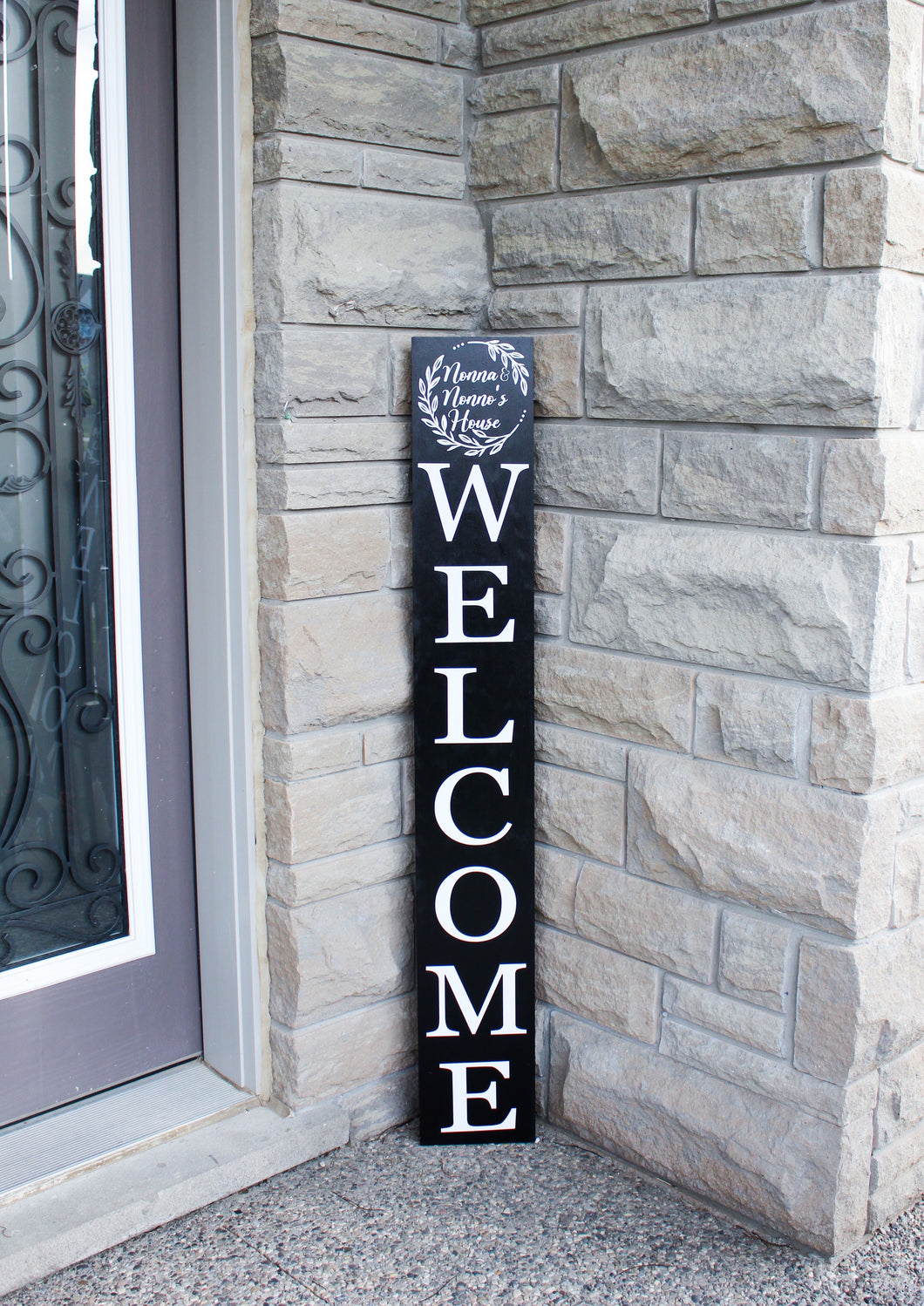 *CUSTOM WORDING* Fancy Design Welcome Wood Sign - Mats and Signs For You