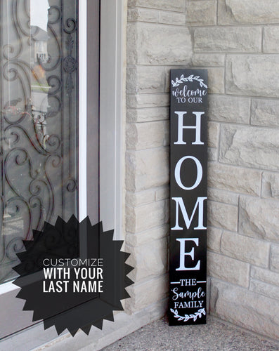 Welcome to Our Home with Last Name Wood Sign (Customizable) - Mats and Signs For You