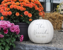 Load image into Gallery viewer, Personalized White Pumpkin (Fake) ANY CUSTOMIZATION - Mats and Signs For You
