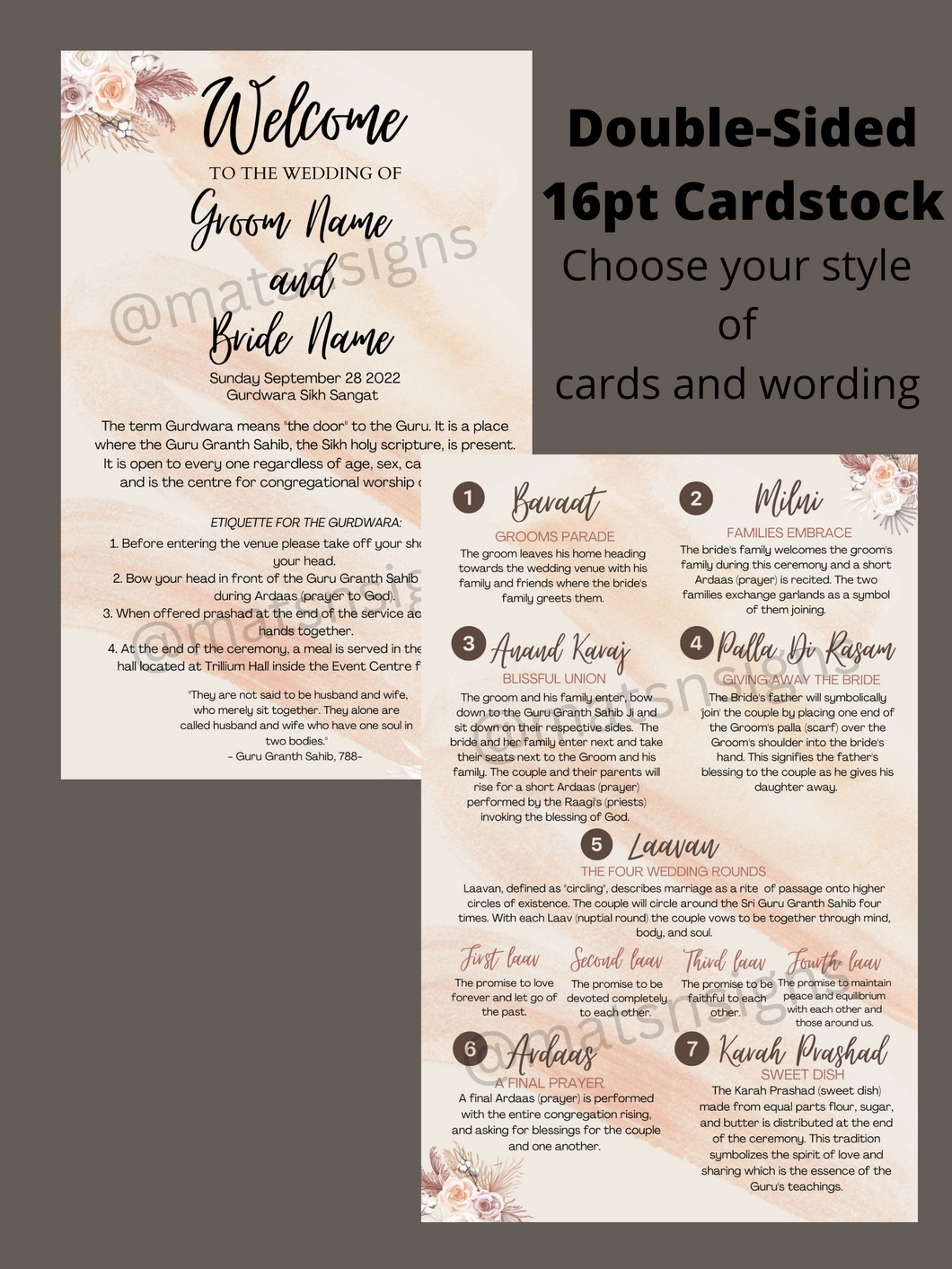 Event Program Cards *ANY STYLE* (Digital/Physical Cards) - Mats and Signs For You
