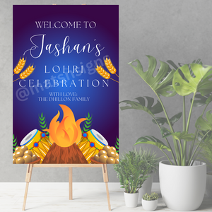 Lohri *ANY WORDING* Event Sign (Boy, Girl, Couple)(Digital/Foam Board) - Mats and Signs For You
