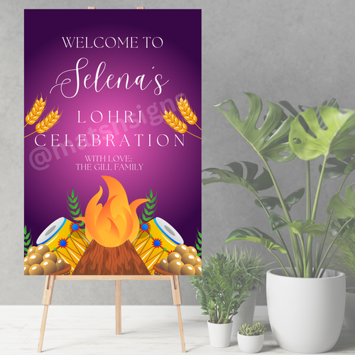 Lohri *ANY WORDING* Event Sign (Boy, Girl, Couple)(Digital/Foam Board) - Mats and Signs For You
