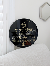 Load image into Gallery viewer, Circle Acrylic Sign (Customizable) Satnam Waheguru Bless This Home - Mats and Signs For You

