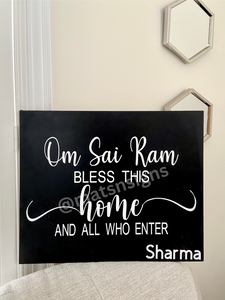 Ek Onkar Bless This Home Hanging Wood Sign (Ik Onkar) - Mats and Signs For You