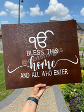 Load image into Gallery viewer, Ek Onkar Bless This Home Hanging Wood Sign (Ik Onkar) - Mats and Signs For You
