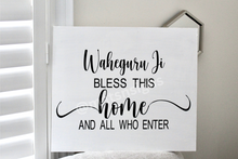Load image into Gallery viewer, Waheguru Ji Bless This Home Hanging Wood Sign - Mats and Signs For You
