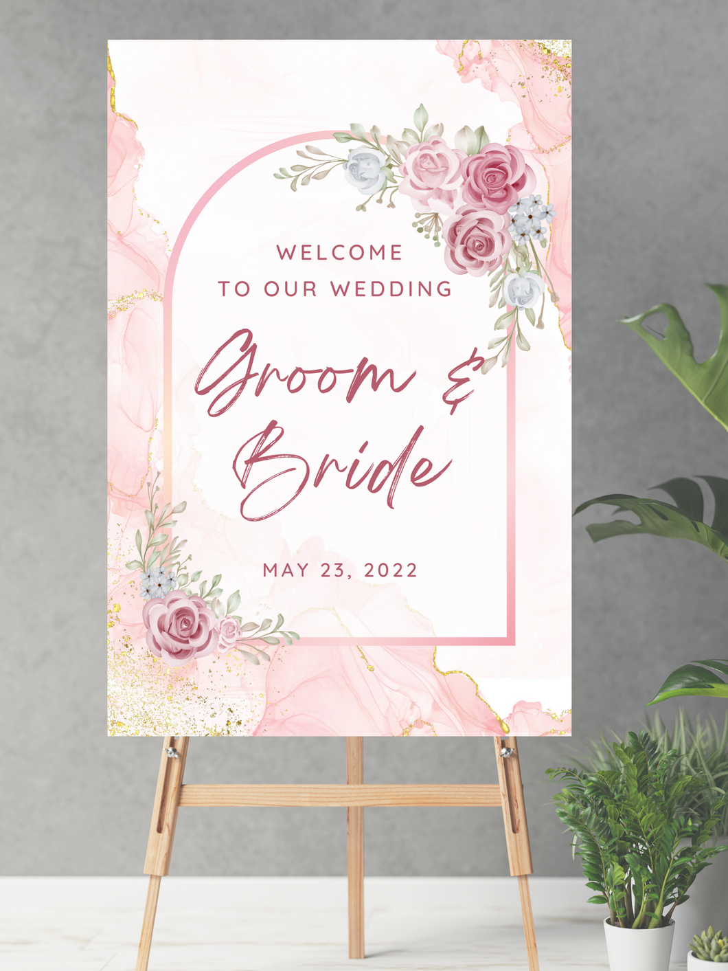 *ANY WORDING* Floral Wedding Sign (Digital/Foam Board) - Mats and Signs For You