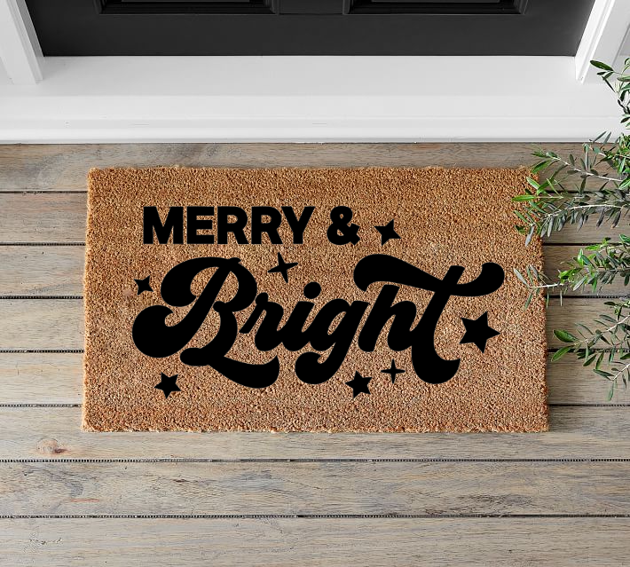 Merry and Bright Christmas Holiday Doormat - Mats and Signs For You