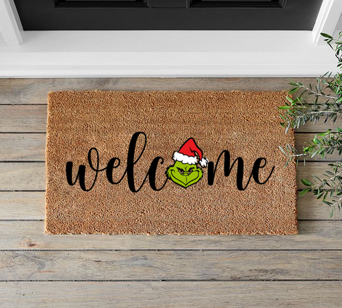 Welcome with Grinch Doormat - Mats and Signs For You