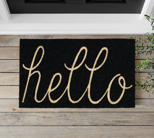 Hello in Black Doormat 18