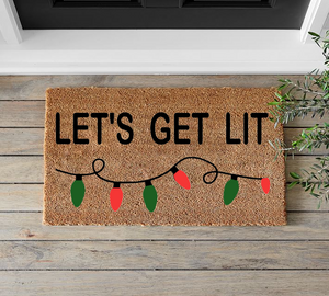 Let's Get Lit Christmas Doormat - Mats and Signs For You