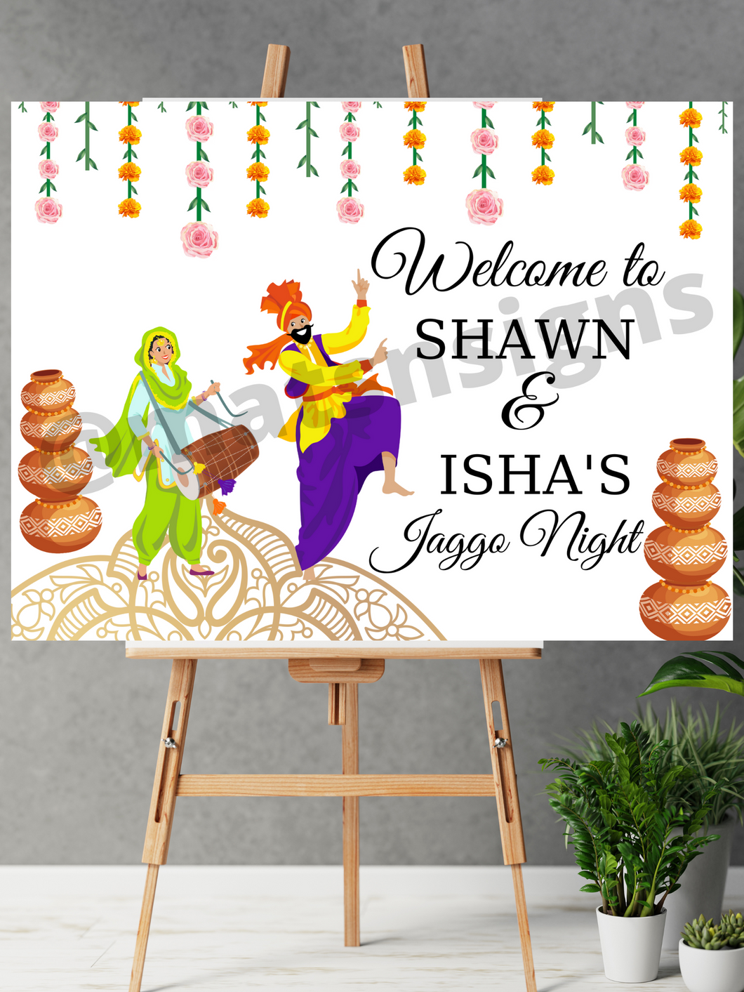 *ANY WORDING* Wedding Jago Maiyan Sangeet Sign (Digital/Foam Board) Jaggo - Mats and Signs For You